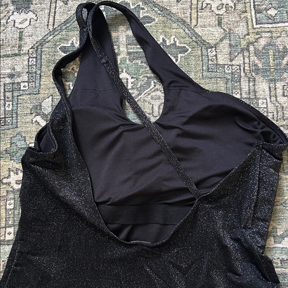 Old Navy Black One Shoulder Shine Swimsuit Women's Large - Picture 9 of 10